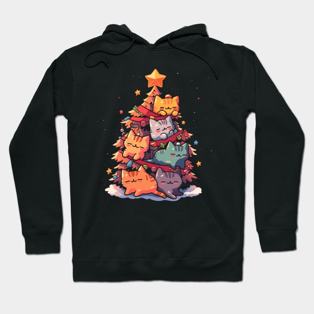 Awesome Christmas Tree Cat Cute Funny Kitten Lover Gift Hoodie by anubis1986